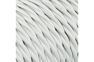 LND Câble Textile Torsadé Blanc 2x0.75mm² - Fil Electrique Tissu