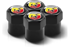 PROTREX UK Tapones guardapolvo, diseño de logotipo de Abarth, color negro brillante
