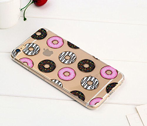 iPhone 6S Case,iPhone 6 /6S TPU Case,Richera iPhone 6 6S [Slim Fit] Clear Soft TPU Gel Rubber [Scratch Resistant] Silicone Protective CaseÂ£Â¬Crystal Clear Bumper Case,Colorful Pattern Design Cute Printing Rubber Transparent Jelly Protective Case for iPhone 6 4.7 Inch + Richera Keyring - Donuts