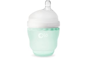 OlaBaby Gentle butelka dla niemowląt (mięta, 120 ml) – butelka antykolkowa z miękkiego, elastycznego silikonu | nietłukąca alternatywa dla szklanych butelek