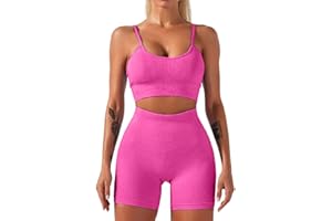 HANERDUN Conjunto Deportiva para Mujer 2 Piezas para Mujer Pantalones De Yoga Súper Elásticos Leggings de Cintura Alta con Sujetador Deportivo