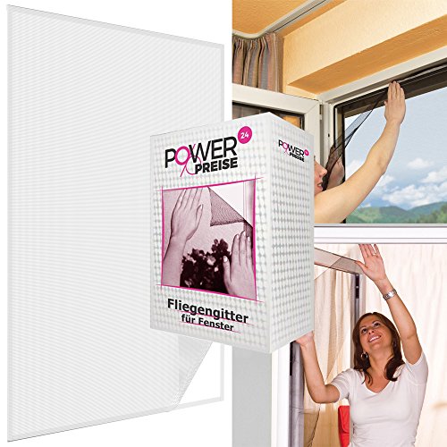 Fliegengitter für Fenster 130 x 150 cm in weiß inkl. Klettband Moskitonetz 1x 2x 3x 4x 5x Sparpack individuell kürzbar Fliegennetz wetterfest & reißfest, Menge:5er Set - 2