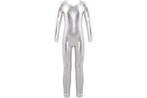 CHICTRY Body da Ginnastica Artistica Bambina Metallico Jumpsuit Body da Balletto Vestito Danza Classica Bodysuit a Manica Lunga Ballerina Tuta Sportiva Pagliaccetto Tutine