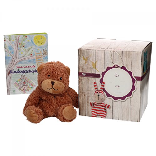 Preisvergleich Produktbild Warmies Geschenkset Minis Teddy, Kuscheltier, Wärmestofftier mit Lavendelduft, Wärmekissen + edle Geschenkverpackung + Büchlein mit spannenden Kindergeschichten