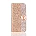 Produktbild Ostop iPhone XS Max Brieftasche Lederhülle,Glitzer Stilvoll Gold Schutzhülle Luxus Diamant Kartenfach Standfunktion Flip Abdeckung 3D Kristall Klar Schmetterling Magnetverschluss