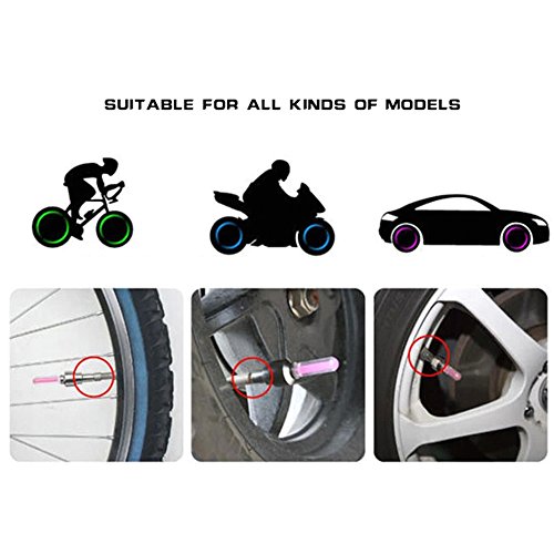 JUYUAN-EU LED Blitzlicht Fahrradreifen-Licht Ventilkappen Lampe Radventil Beleuchtung fÜr Auto Fahrrad MotorRad - 5