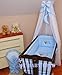CANOPY drape with Free Standing HOLDER- to fit baby swinging crib/wicker basket/craddle (BLUE MOON)