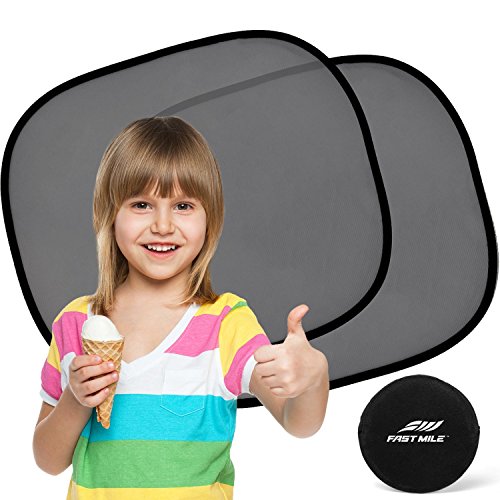 Preisvergleich Produktbild Sonnenschutz Auto Baby (2 Stück) - Sonnenblende Auto mit UV Schutz für Kinder, Hund im Rücksitz - Einfache und schnelle Anbringung an den Seitenfenster ohne Saugnapf - Sonnenschutz ist dank universale Große für die meisten PKW Seitenscheiben passgenau