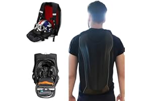 JFG RACING Mochila Moto Impermeable Rígida 30L,Fibra de Carbono con Mochila Casco,Mochila Moto Gran Capacidad Multifunción para Portátil, Viajes y Camping