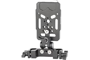 Nitze V Mount Battery Plate con Abrazadera de Varilla de 15 mm y Brazo Ajustable, V Mount Placa de Batería con Múltiples Roscas 1/4 "y 3/8", V Mount Plate Aluminum Alloy para Camera Battery - N21-A3