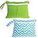 Damero 2pcs/pack Cute Travel Baby Wet and Dry Cloth Diaper Organiser Bag. Green+Blue Chevron