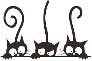 Busirde Cat Wall Stickers Gatti autoadesiva per Bambini murali Stickers Murales Art Parete del Soggiorno del Bambino Camere della Decorazione Fai da Te Nero 18 * 27cm