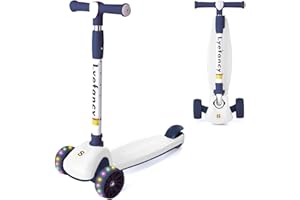 Lyefancy Kids Scooter for 2-10 Years Old Boys Girls, 3 Wheel Toddler Scooter, Childrens Folding Kick Scooter, Light up Wheels, Adjustable Height, Lean to Steer, Extra-Wide Deck