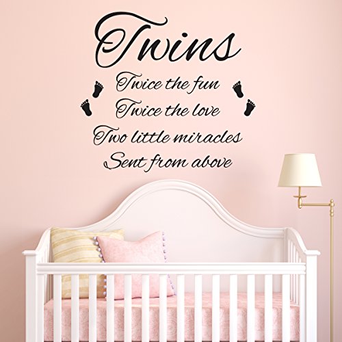 Twins Nursery or Bedroom Wall Sticker Quote. Footprints Decal. 18 Colours to choose from! FREE P&P!