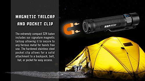 Olight® S2R Baton aufladbar LED Taschenlampe max. 1020 Lumen mit Cree XM-L2 LED – inkl. 1 x 3200mAh 18650 Akku, Schwarz - 6