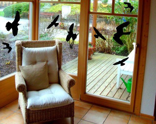 Wandtattoo Vogelschutzaufkleber Falken-Set in 5 Größen und 25 Farben (45X30cm schwarz) - 3