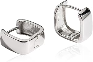 WHYCNJL 1 para kolczyków damskich ze srebra próby 925, pozłacane 14-karatowym złotem, prostokątne, minimalistyczne, geometryczne, tamaño medio, Metal