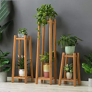 Dantawood Standing Flower Rack, Wooden Flower Stands, Plant Display Stand for Indoor Outdoor Yard Garden Patio Balcony Living RoomStudy Room Size: 60 cm x 60 cm x 30 cm (Length x Weight X Height)