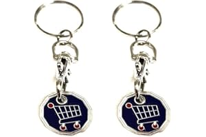 KEYRINGZ 2 X NEW SHAPE 12 Edge Sided Trolley Token £1 Coin Pound Shopping Key Ring Clasp Supermarket Locker Gift(TROLLEY DESIGN)