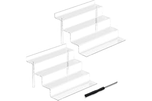 LATERN 2 Pezzi Espositore in Acrilico per Montante, 4 Livelli Organizzatore di Visualizzazione Trasparente Supporto per Supporto Rialzato da Tavolo di Grandi Dimensioni per Profumo Cupcake Figure