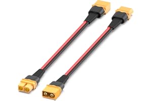 ELFCULB 2 Pcs 10AWG 0.5FT XT60 Male to Female Extension Cable, XT60 Extension Cable for RC, Lipo Battery, Drones, E-bikes (15CM)