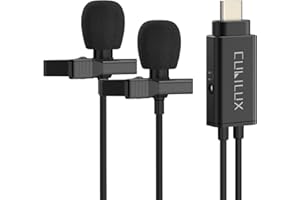 Cubilux MLC 3 Unidirektional USB C Doppel Lavalier Mikrofon mit 3,5mm Klinke für iPad 10 iPad Pro iPad Air 5/4, Samsung S21/S20, Pixel 8/7/6 Pro 7a/6a 5, USB Typ C zu Zwei Mini Mikrofon, 3M