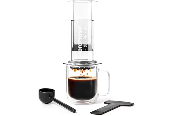 AeroPress Clear Presse à Café – Méthode 3 en 1 combinant French Press, Poursuites, Espresso, café corsé sans résidus ni amertume, cafetière compacte pour camping et voyage, transparente