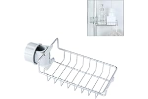 BSTCAR Kosz prysznicowy do zawieszenia, ze stali nierdzewnej, montaż bez wiercenia, z haczykiem, uchwyt na gąbkę, kosz na mydło, wszystkie średnice 20-25 mm, okrągły drążek prysznicowy