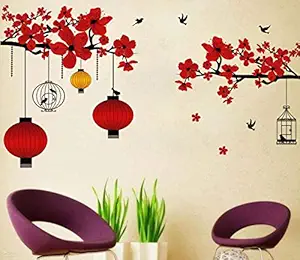 Sticker Studio Vinyl Tree with Lamp Wall Stickers ( Standard, Multicolour)