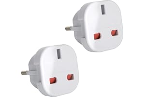 DAPTER 2 Pack White UK to European Plug Adapter | Travel Adapter UK to Europe | Euro Plug Adapter (Type G to C, E, F) | Travel Plugs UK to EU Countries (SPAIN, ITALY, GREECE, TURKEY, POLAND & More)