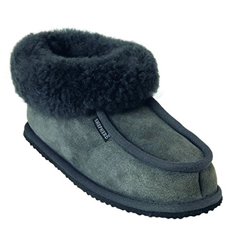 Shepherd - Pantofole classiche da uomo Krister, in pelle di pecora, con risvolto, Grigio (Dark Grey), 40