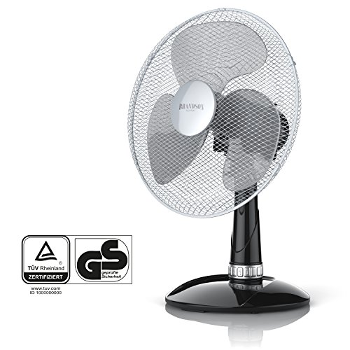Brandson – Tischventilator 30cm / Windmaschine | Tisch Ventilator mit 3-Leistungsstufen | Leistungsaufnahme 40W | angenehmes Betriebsgeräusch | Neigungswinkel ca. 30° | Oszillation ca. 85° | schwarz / silber - 2
