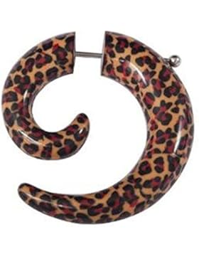 Fake Ohr Spirale Acryl gesamt groß 33mm Leopard muster stärker 6mm mit Chirurgenstahl Stecker