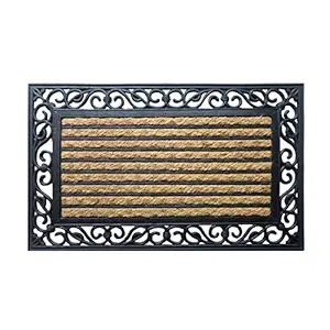 ATMAH Rubber and Coir Doormat (Stripes, Size 45cm x 75cm)