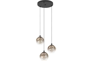 EGLO Ariscani 1 Kluster-hänglampa, med 3 ljuskällor | pendellampa för matbord och trapphus, i svart metall och kopparfärgat g