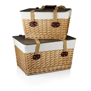 Picnic Time 119-02-190-000-0 Canasta Picnic Baskets, Brown, Set of 2