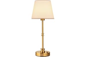 EppieBasic Cordless Table Lamp, 5200mAh Battery Operated Rechargeable Table Lamp, 41cm Dimmable Led Touch Lights, Gold with Fabric Shade, 2700K for Living Room, Dining, Bathroom