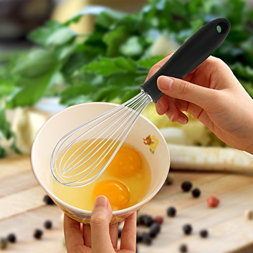 Bystep Küchen Schneebesen,Edelstahl Rührbesen,Ballonschneebesen,Schwerlast Draht Schneebesen mit Silikon Griff Küche Draht Ballon Schneebesen Eierschäumer Schlägerblender Küchenutensilien zum Mischen von Rühren Set von 2 10inch & 12inch - 5