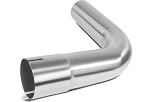 DNA MOTORING ZTL-PP-25-90-SS 90 Grad gebogenes Rohr, DIY-Auspuffrohr, 6,3 cm Außendurchmesser, Edelstahl, universelle Passform, polierte Oberfläche