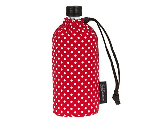Emil-die-Flasche Trinkflasche rot mit Punkten Organic 0,6l, first class (Textilrohstoff aus Bio Baumwolle, Farbdruck ÖkoTex Standard 100)