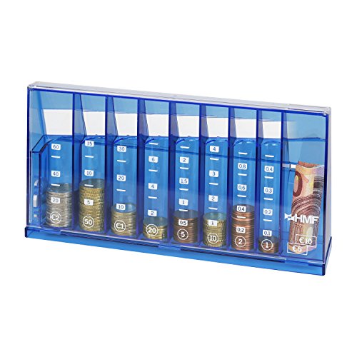 HMF 4710-05 Tirelire, compteuse de monnaie avec plaque trieuse incluse, 24 x 5 x 12 cm, bleu