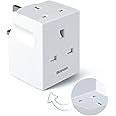 Baytion 3 Way Socket Multi Plug Fused Adapter UK Plug,3-Way Socket Multi-Plug Adapter for Kitchen,Living Room and Office (White)