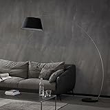 Bogenlampe Stehleuchte Zijlstra 7941/44 Schwarz Ø50cm Stoffschirm Wohnraumbeleuchtung Standlampe E27 Fußschalter im Kabel - 2