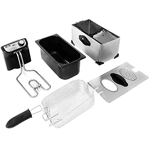 Edelstahl Friteuse Fritöse 4 Liter 2200 Watt zerlegbar Kaltzonen Fritteuse Friteuse INOX - 2