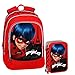 Produktbild Miraculous Lady Bug Schoolpack Organic 3 Reißverschlüsse + Federmäppchen 3 Reißverschlüsse, Schulranzen 2019-20