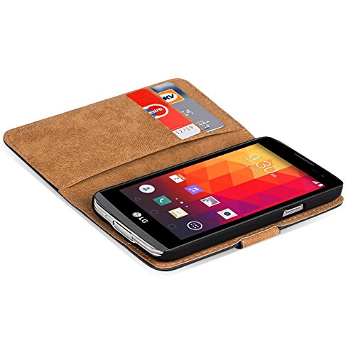 LG Spirit Tasche Bookstyle Schwarz, PU LEDER HÃ¼lle Schwarz, HandyhÃ¼lle Spirit Flip Case Wallet, Booklet Cover Brieftasche Etui SchutzhÃ¼lle mit KartenfÃ¤cher, LG Spirit (4,7 Zoll (11,9 cm)