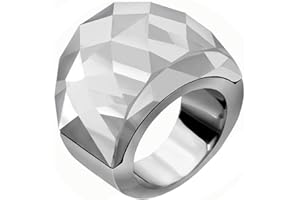 HIJONES Gros Cristal Bague pour Unisex en Acier Inoxydable