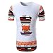 Produktbild T-Shirt Herren Sommer , BURFLY _ 2018 Mode Männer Sommer Casual African Print O Hals Pullover Kurzarm T-shirt Top Bluse (Weiß, L)