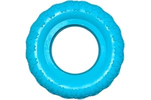 RIOLINO MIT DER PFOTE DIREKT INS HERZ Riolino Kauring für Hunde – Hundespielzeug unzerstörbar in Reifenoptik – Befüllbares Kauspielzeug aus Naturkautschuk für Starke Kauer – Türkis