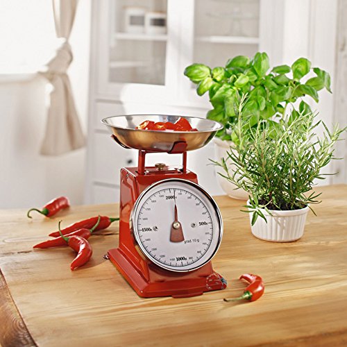 SIDCO ® Retro Küchenwaage Metall Waage Design Waage Küche Backwaage Metall rot